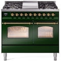 40 Dual Fuel Propane Gas Range Emerald Green Brass Trim O617254