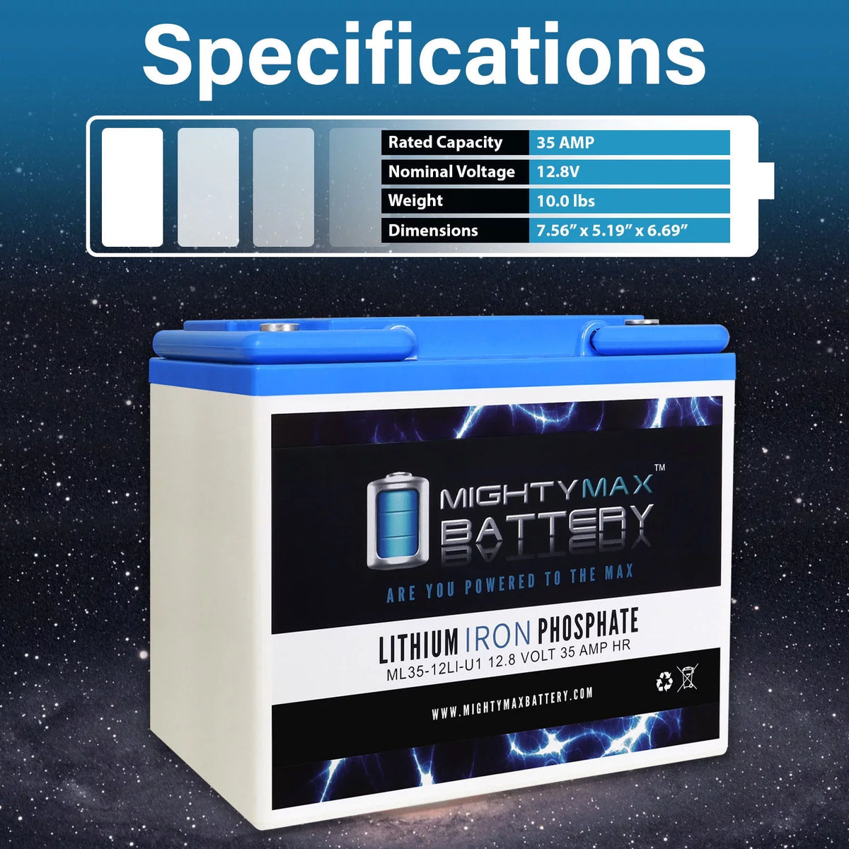 12V 35AH U1 Lithium Replacement Battery N86247