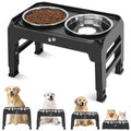 4 Height Adjustable Raised Dog Bowls with 2 Stainless Steel Bowls G693