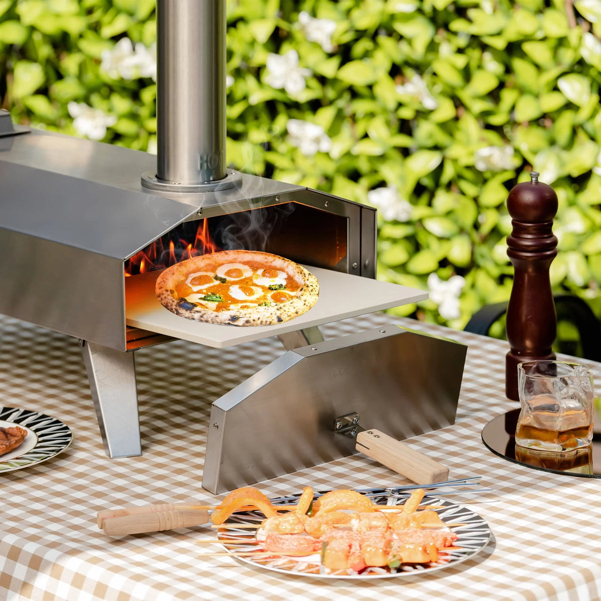 Portable Stainless Steel Wood Pellet Pizza Oven with 12” Pizza Stone N759