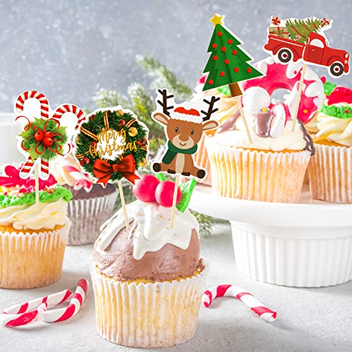 100 Pcs Christmas Cupcake Toppers Q912786