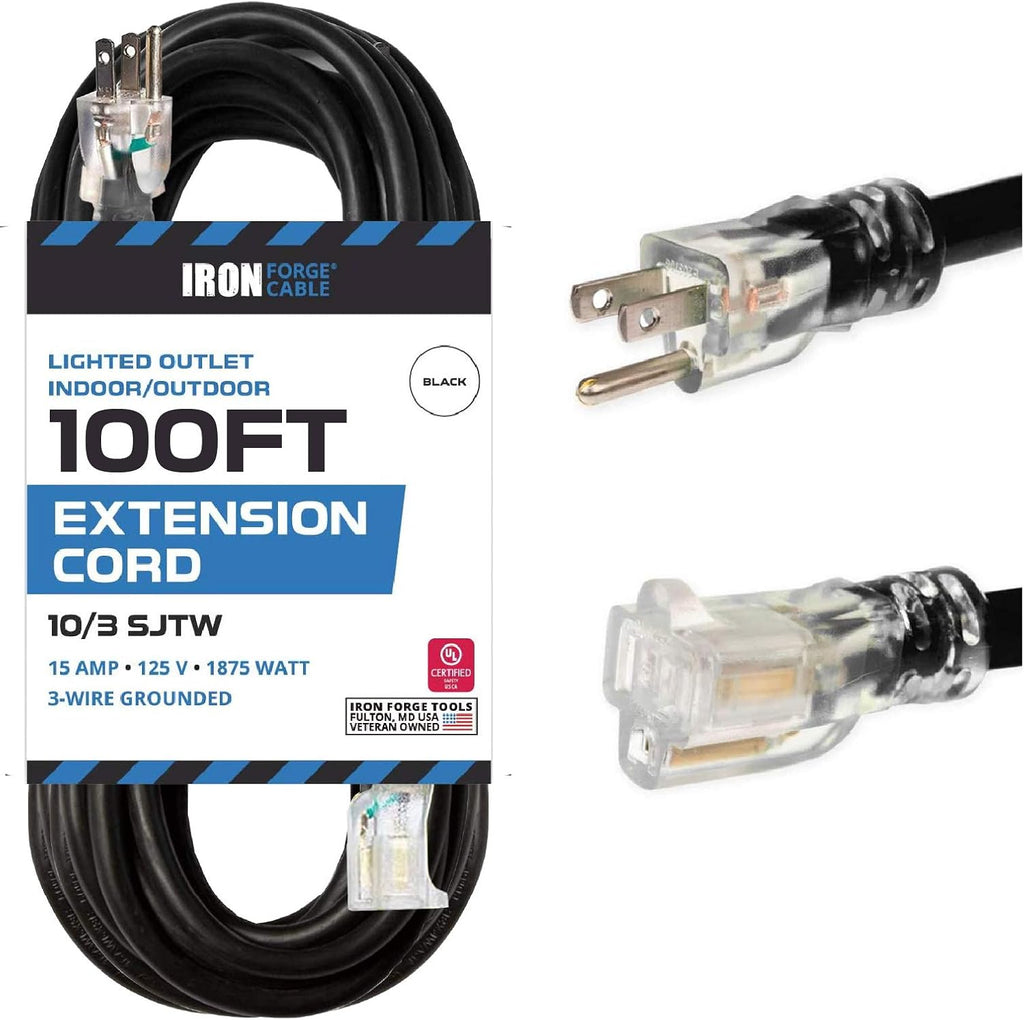 2 Pack of 25 Foot Lighted Outdoor Extension Cord 10 Gauge X43364