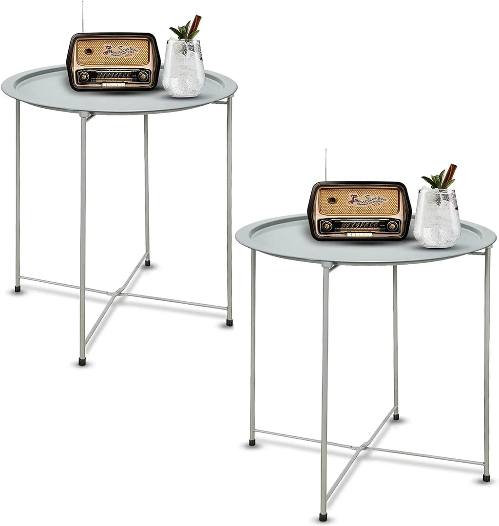 Black Round Metal Folding Tray Side Table C42697