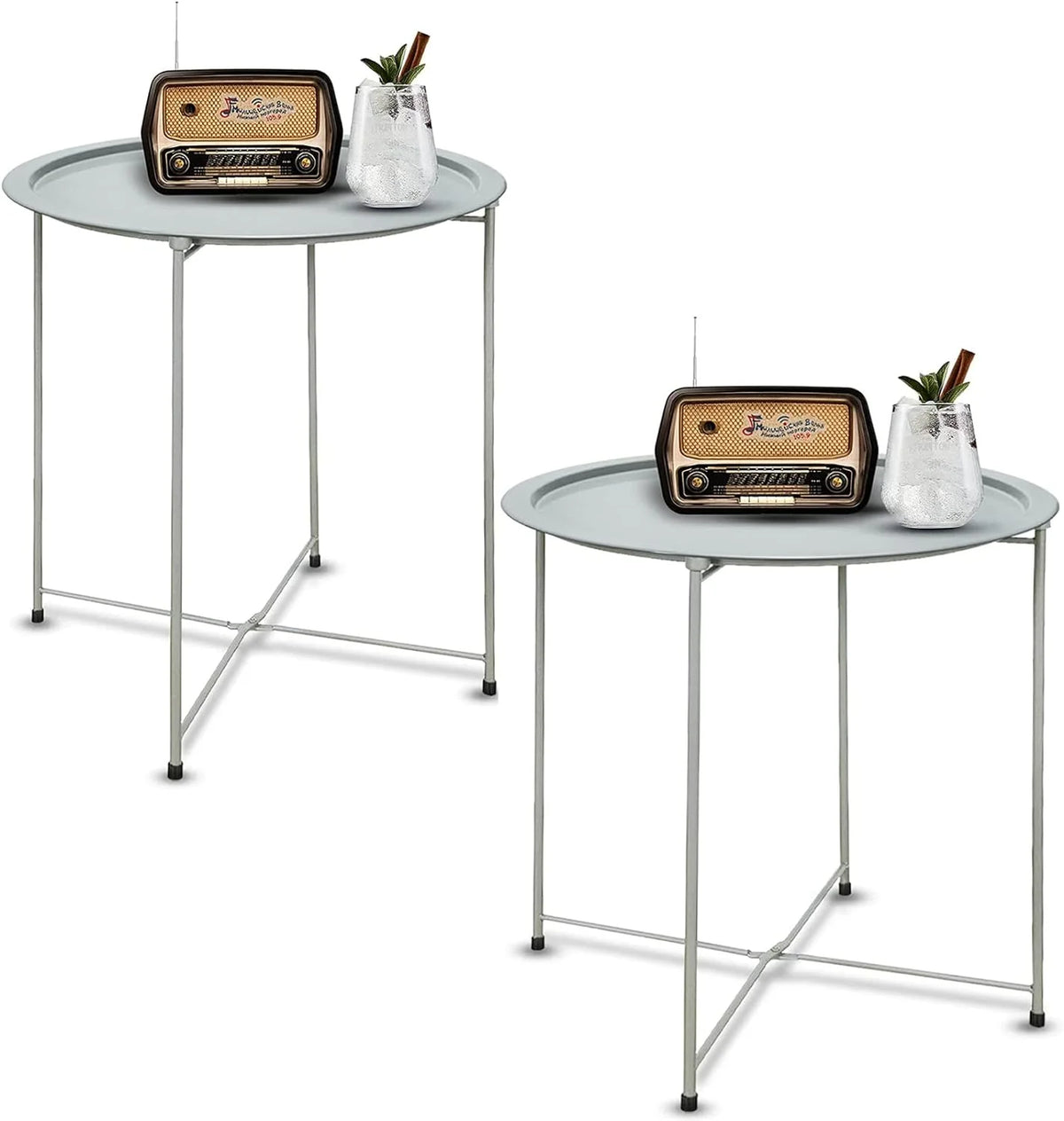 Black Round Metal Folding Tray Side Table C42697