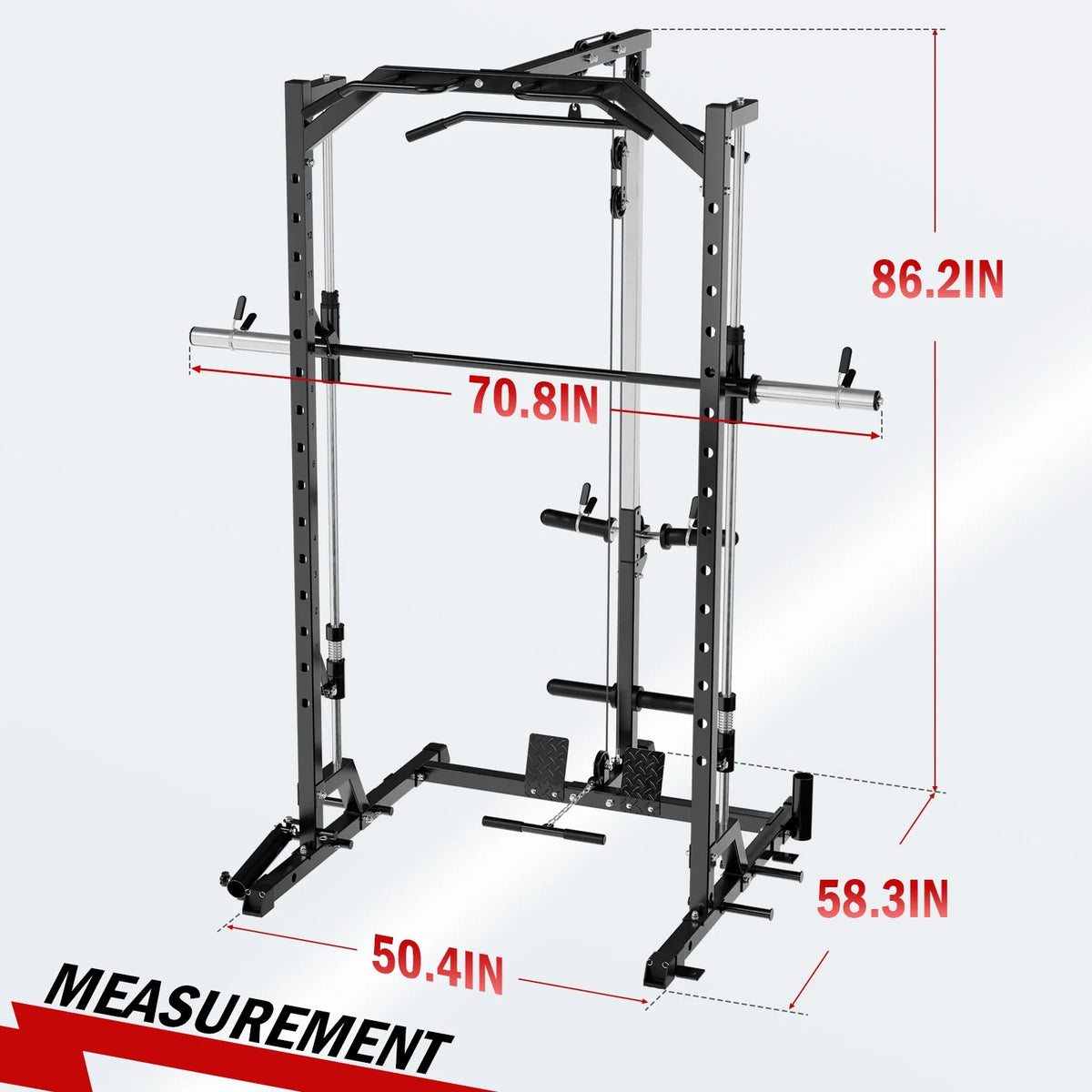 Smith Machine Squat Rack with Lat Pull Down System W64781