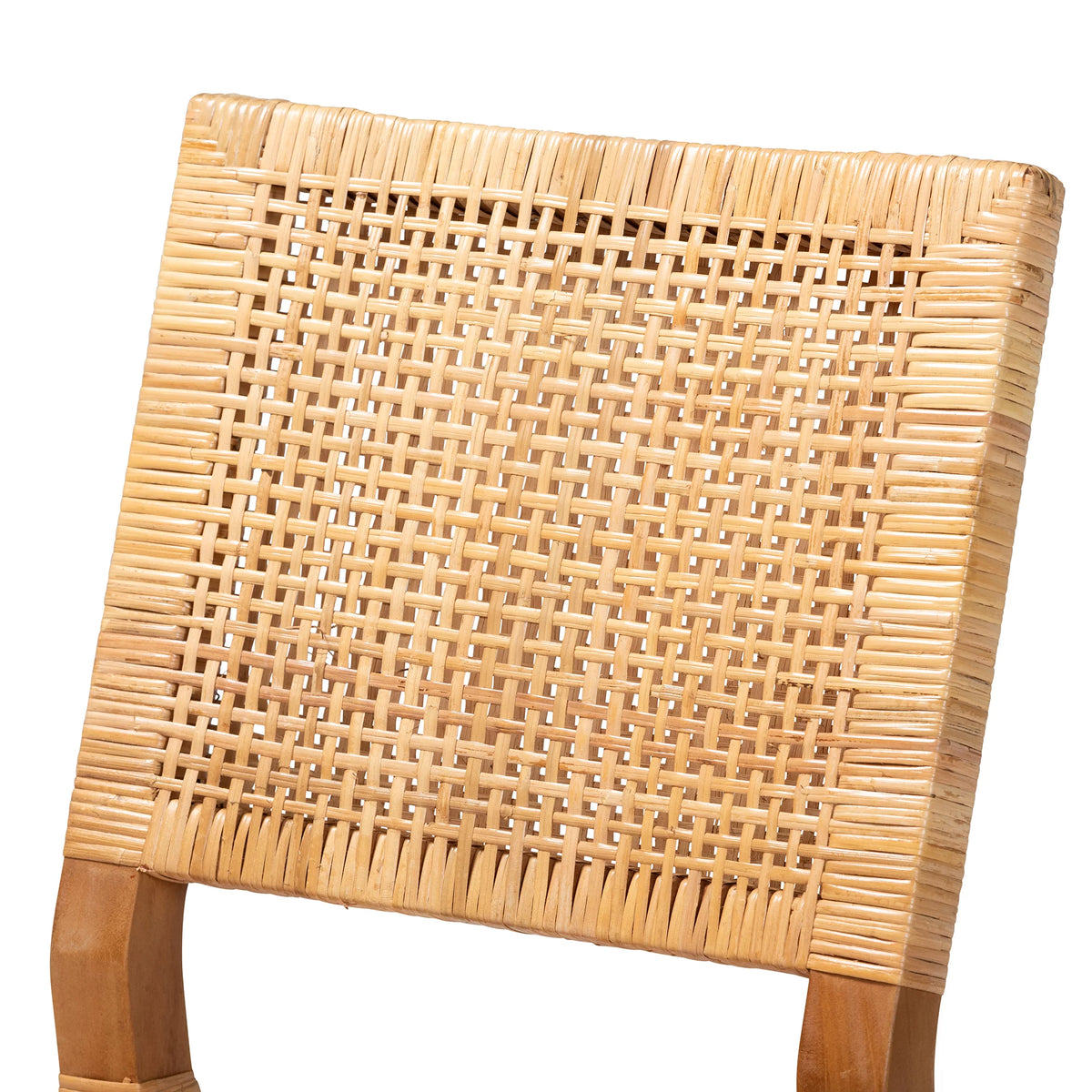 Natural Rattan and Walnut Brown Wood 2-Piece Dining Chair Set F448545