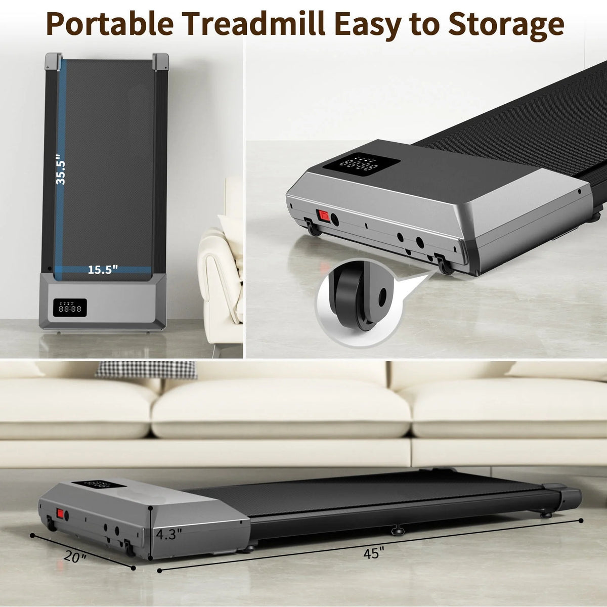 2 in 1 Under Desk Treadmill with Remote Control and LED Display L5149