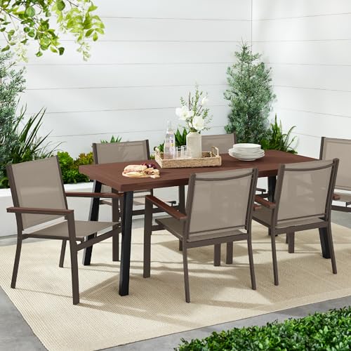 Set of 2 Stackable Outdoor Textilene Chairs with Armrests F4819