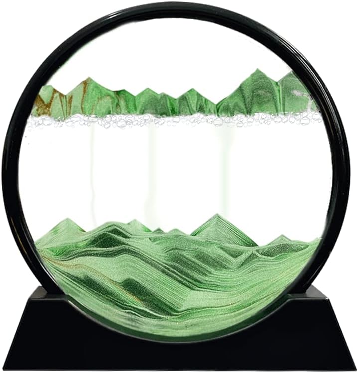 Moving Sand Art Picture Round Glass 3D Deep Sea Sandscape C66570