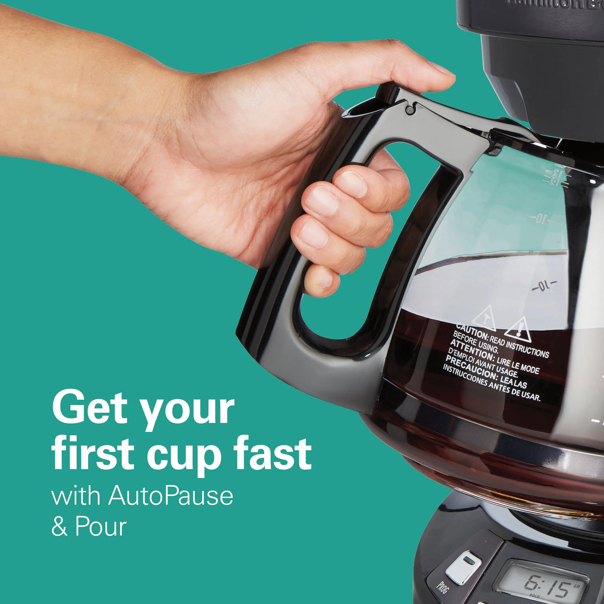 Programmable Coffee Maker, 12 Cup, Black Stainless Steel N665404