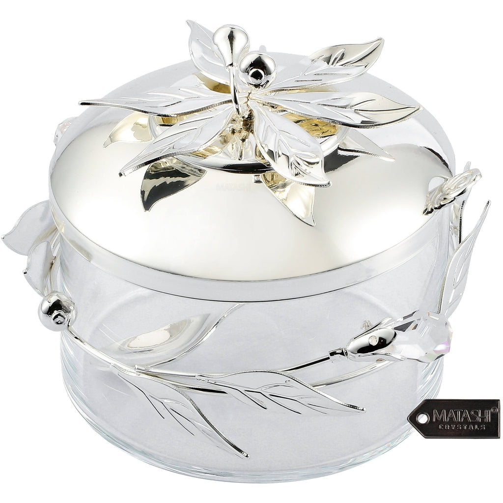 Silver Plated Sugar Bowl Glass Bowl with Spoon T7224