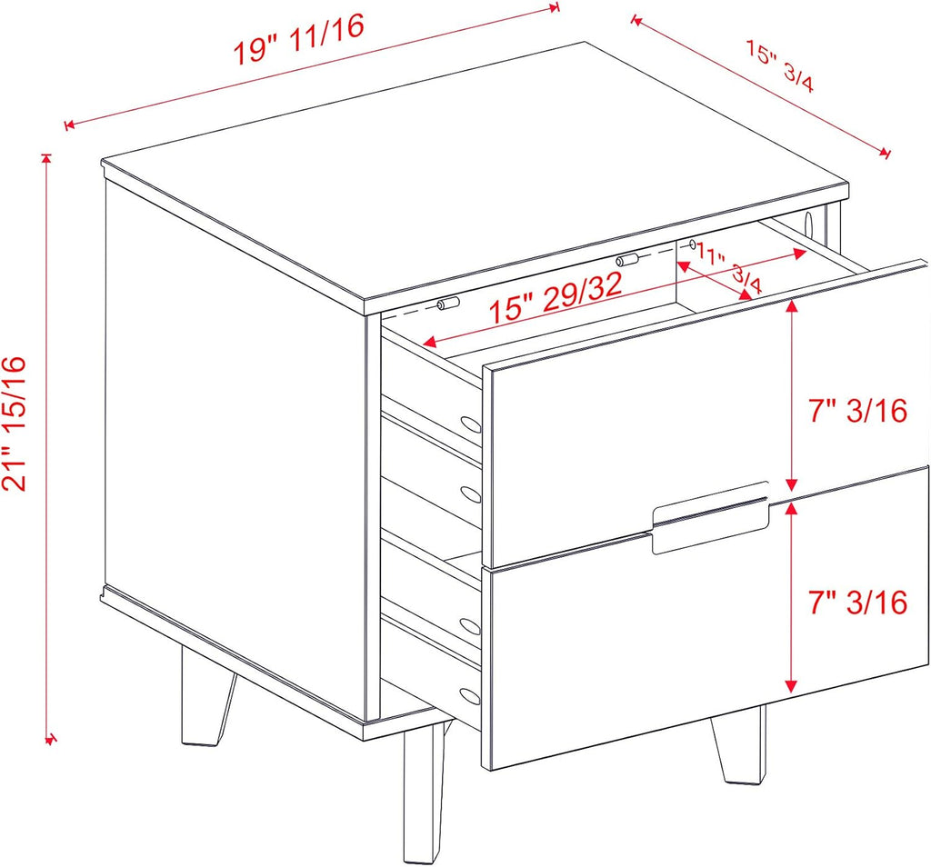Caramel 2 Drawer Wood Nightstand Side Table U50827