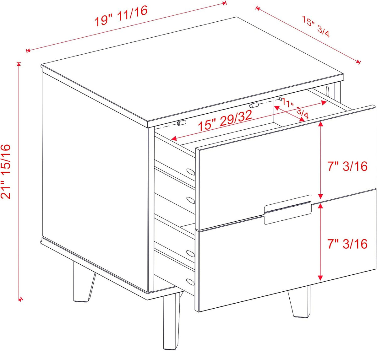 Caramel 2 Drawer Wood Nightstand Side Table U50827