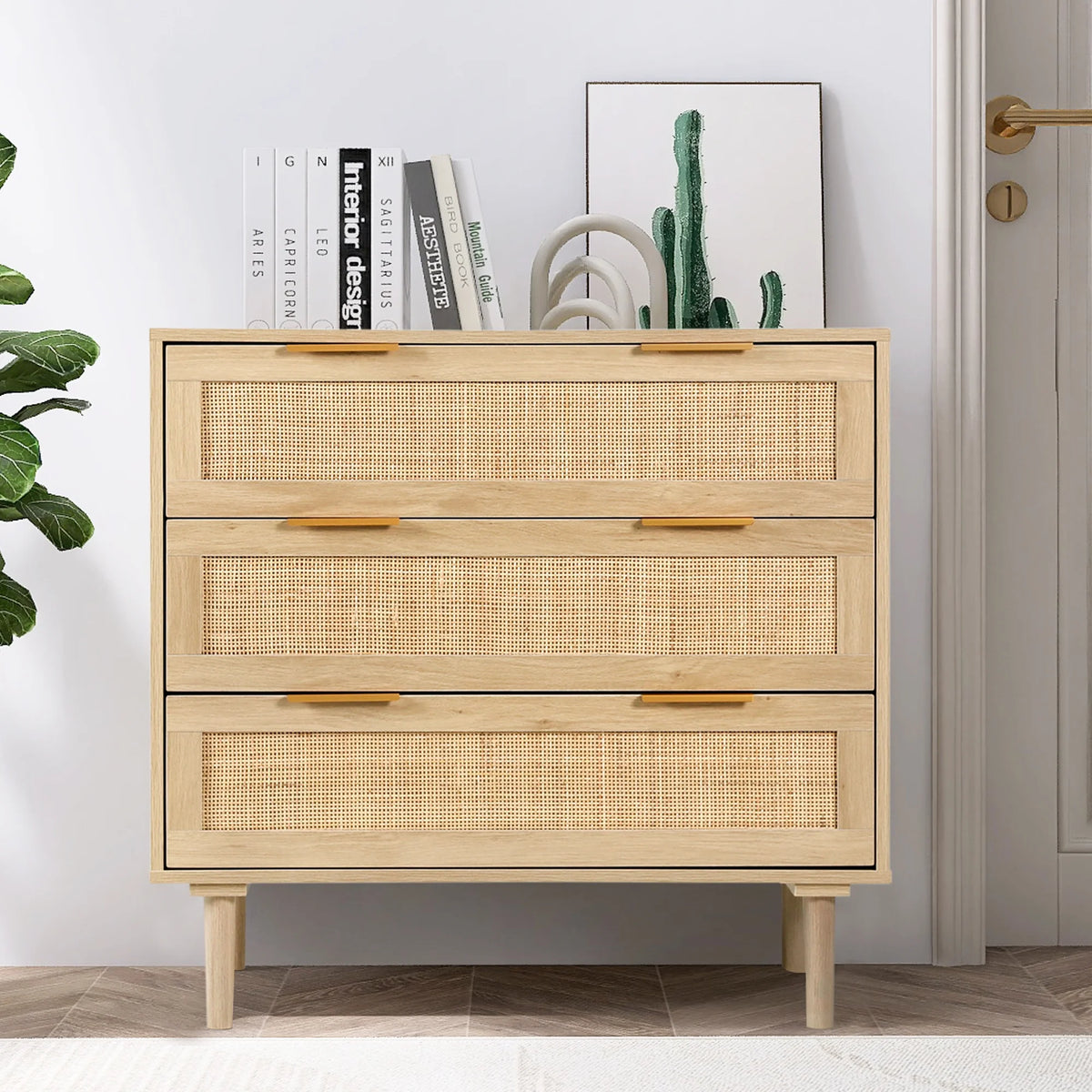 3 Drawer Rattan Wooden Dresser G630331