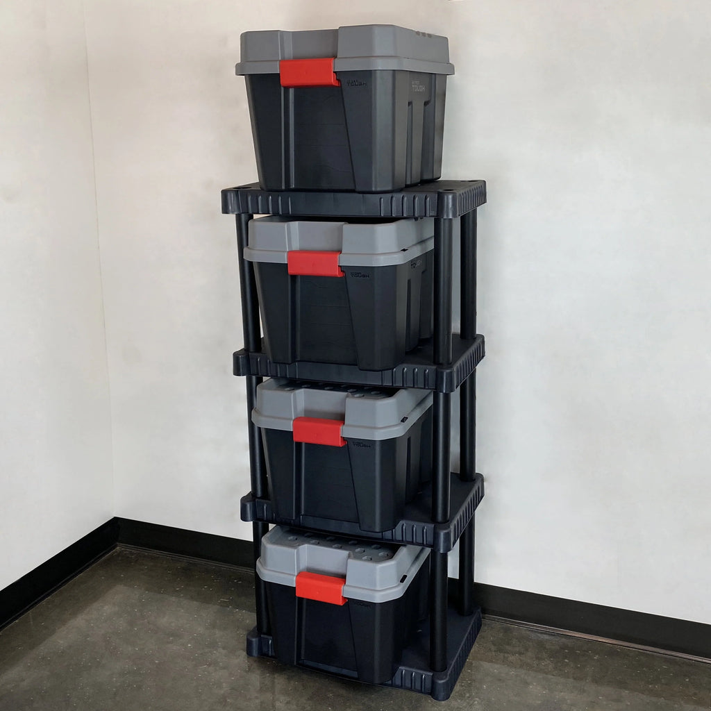 Plastic 4-Tier Storage Shelves Black A192
