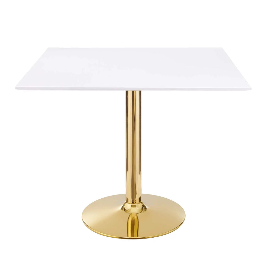 35 inch Square White Gold Wood Metal Dining Table D59067