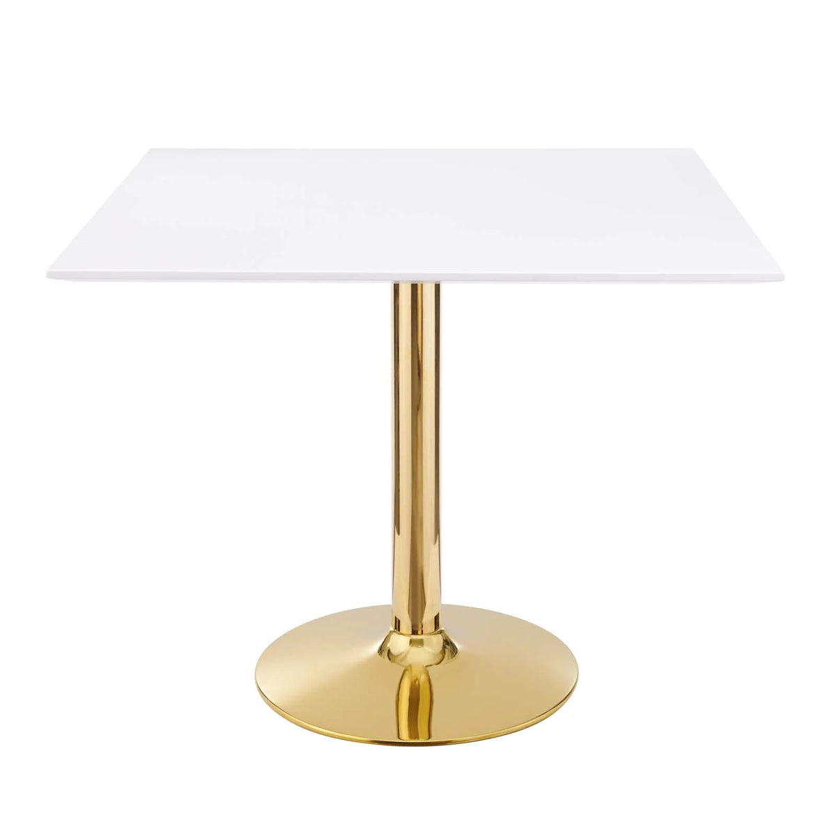 35 inch Square White Gold Wood Metal Dining Table D59067