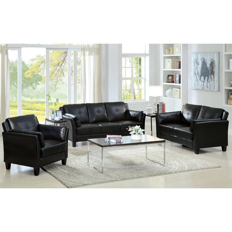 Black Tufted Faux Leather Accent Chair B260728