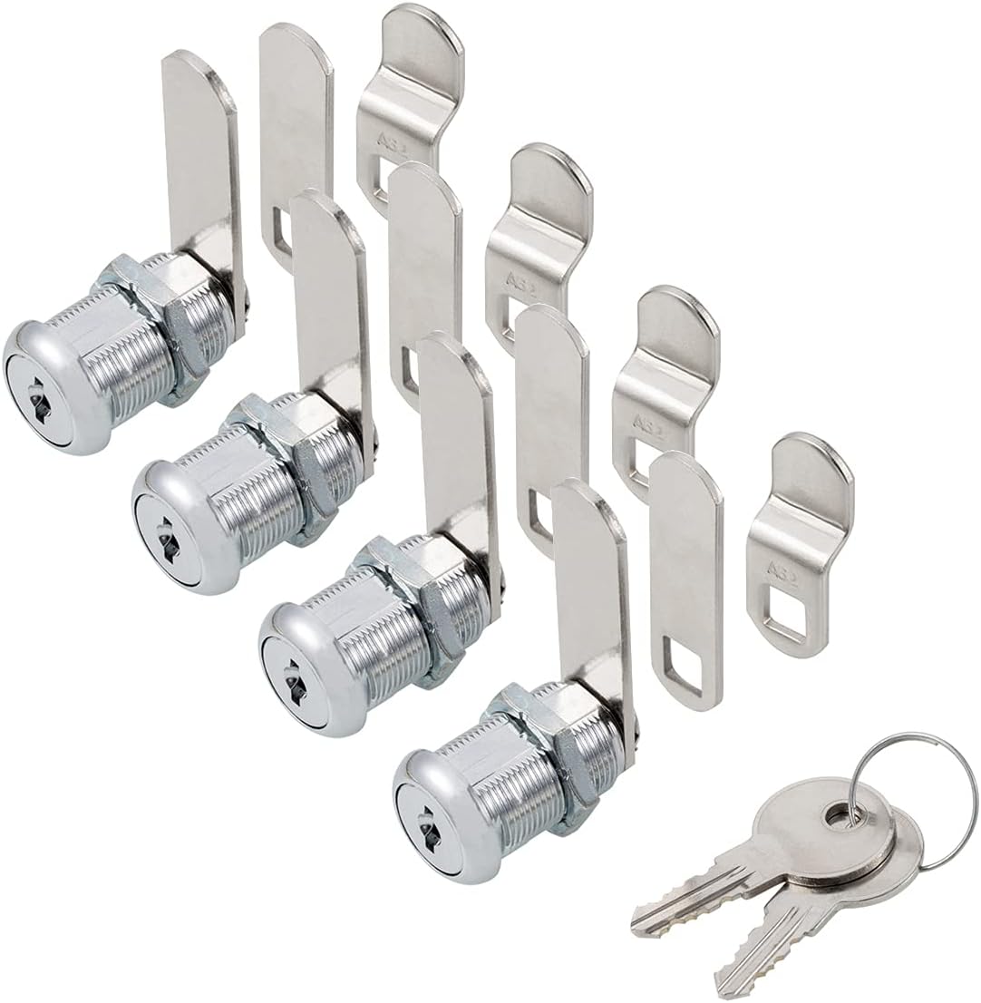 Cabinet Cam Lock 1-1/8 Cylinder Chrome Finish 4 Pack X25671