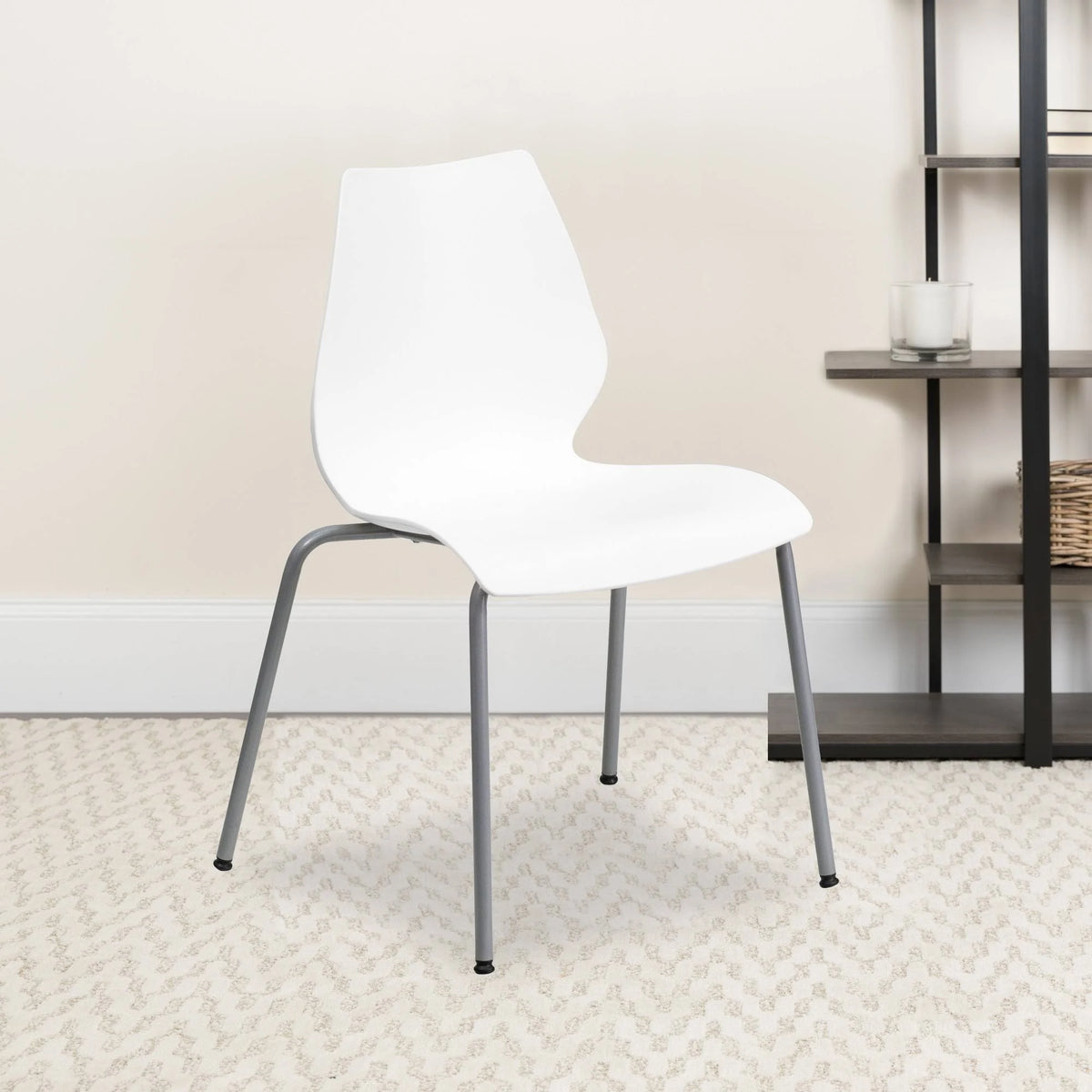White Stack Chair with Lumbar Support R474