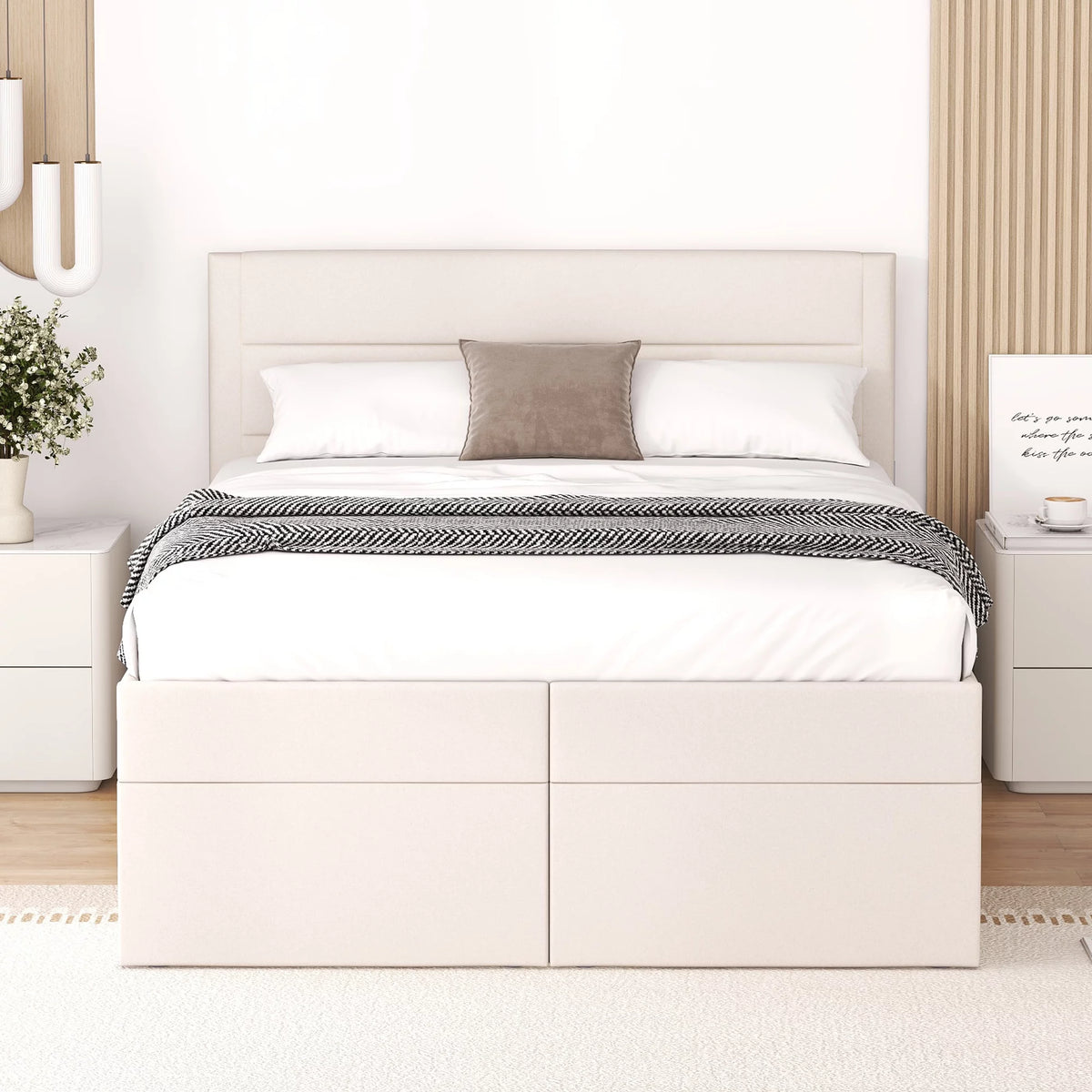 Full Size Lift-up Upholstery Platform Bed with Storage S44035