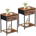 Set of 2 Nightstands with Fabric Drawer & Storage Shelf P52997