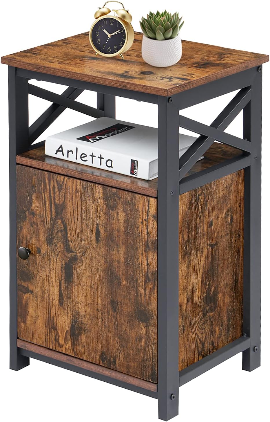 Brown Storage Cabinet and Drawer Nightstand T467