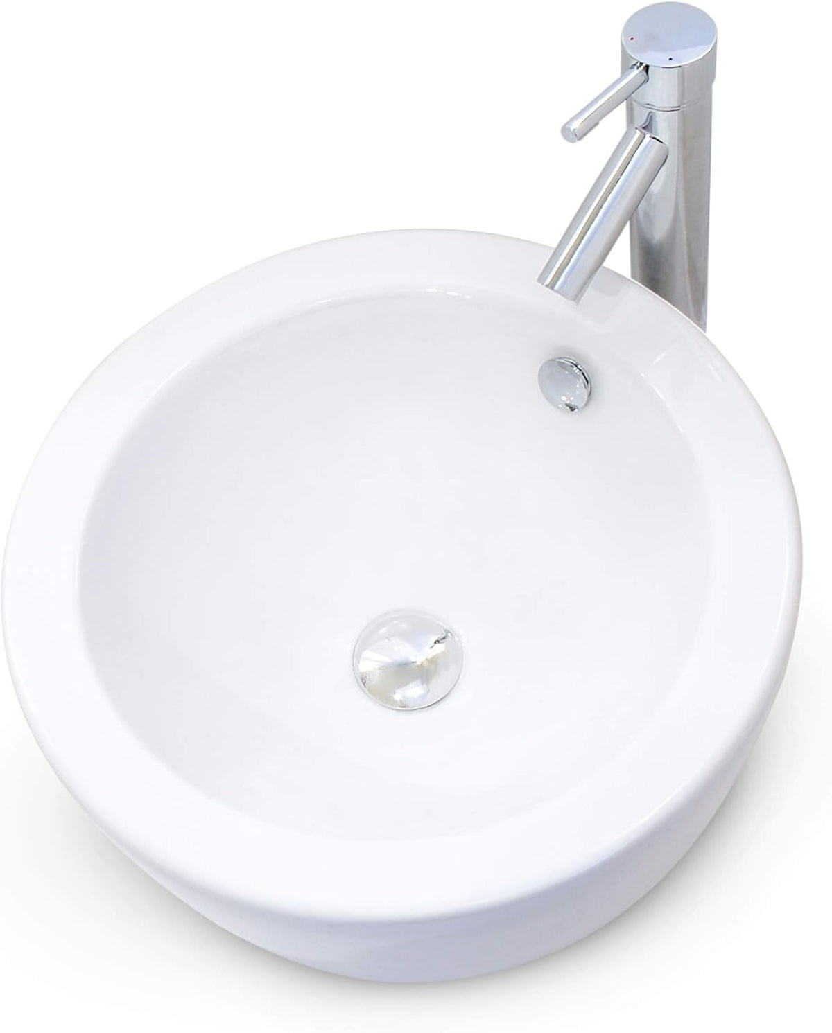 18 Inch Round Ceramic Vessel Sink with Overflow E956