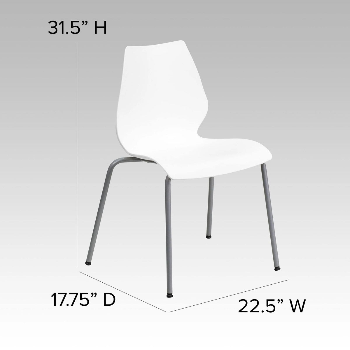 White Stack Chair with Lumbar Support R474