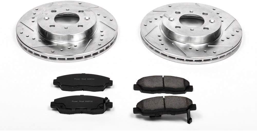 Front Z23 Carbon Fiber Brake Pads with Drilled & Slotted Brake Rotors Kit T212