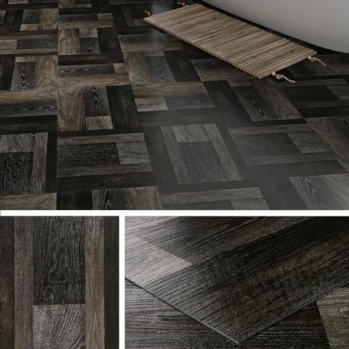 36-Pack 6x36" Black Peel and Stick Waterproof Vinyl Floor Tile M8601