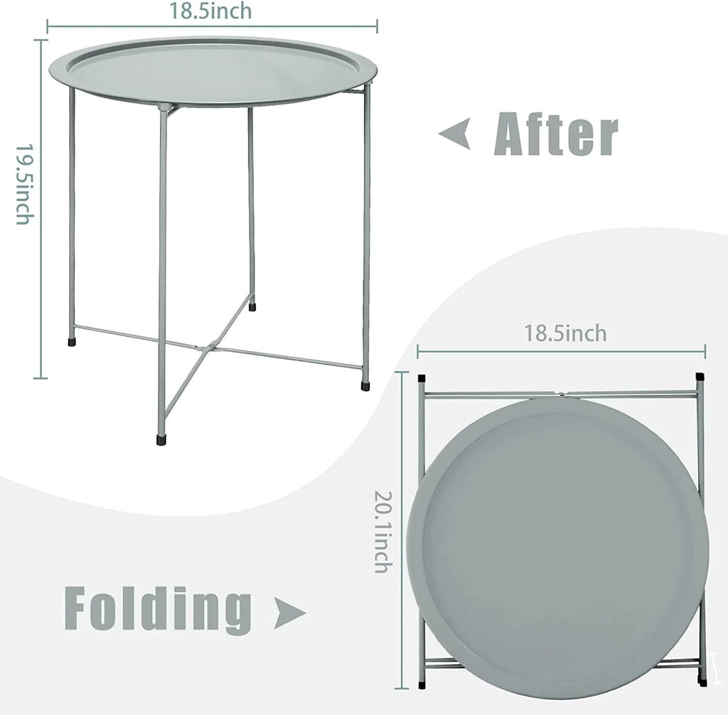 Black Round Metal Folding Tray Side Table C42697