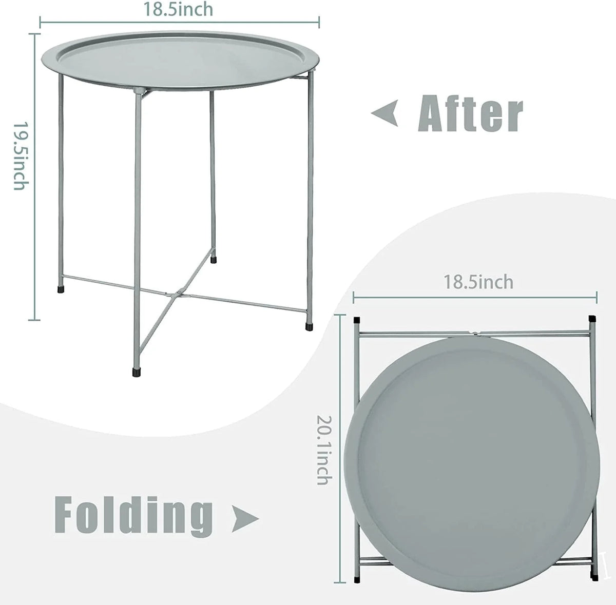 Black Round Metal Folding Tray Side Table C42697