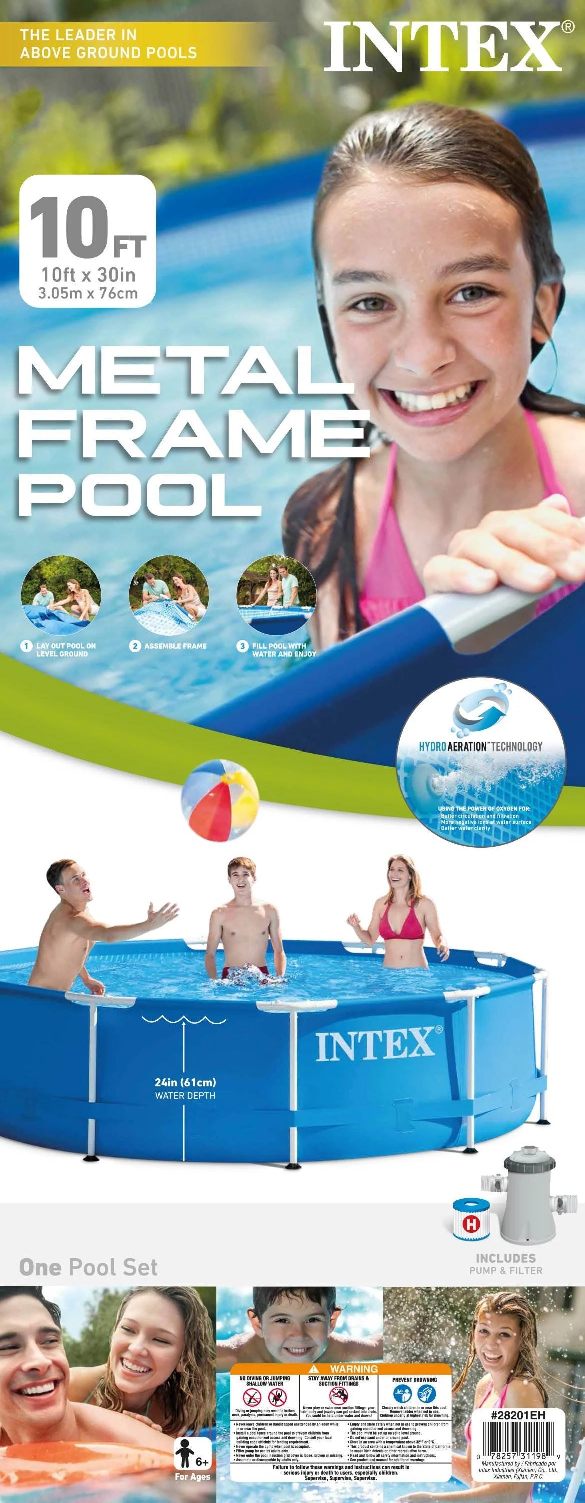 10' x 30 Metal Frame Round Swimming Pool with Filter Pump & Cover V116915
