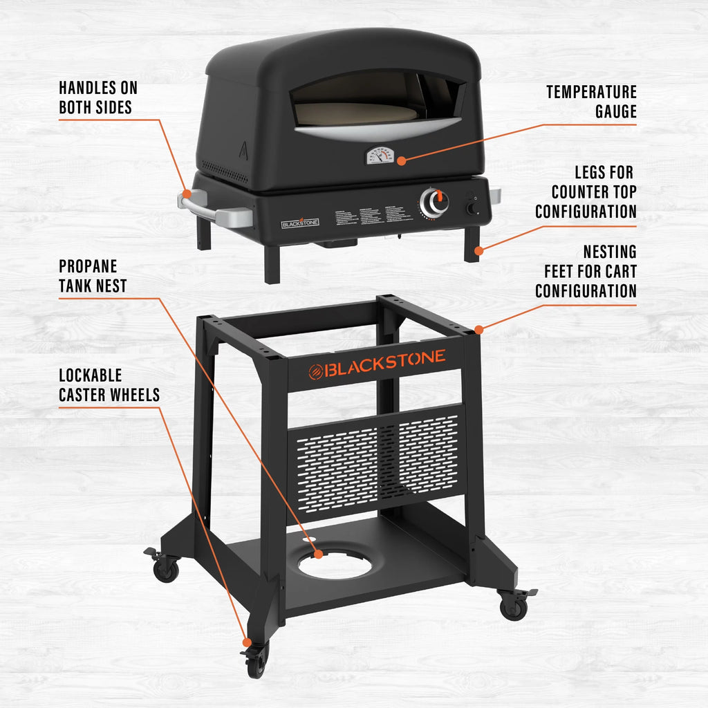 Propane Pizza Oven with Rotating Stone and Mobile Stand D453435