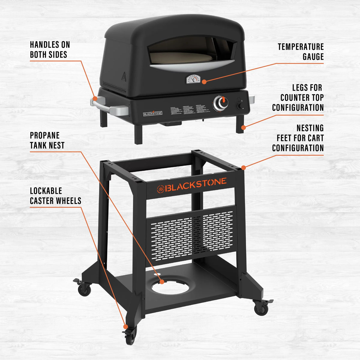 Propane Pizza Oven with Rotating Stone and Mobile Stand D453435