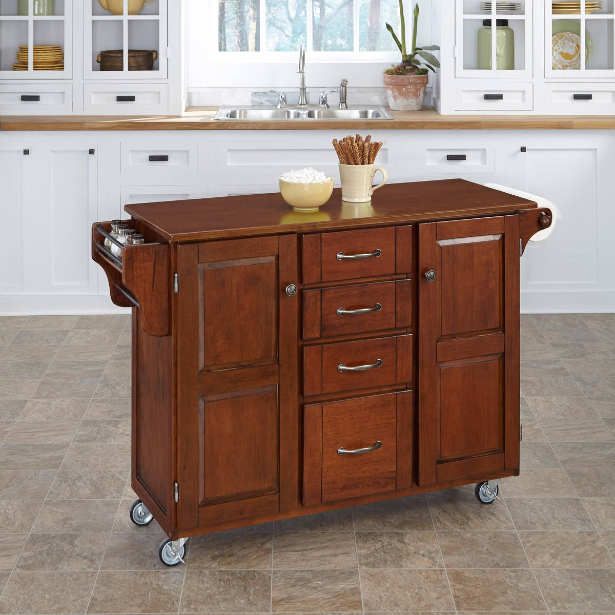 Cherry Finish Kitchen Cart K7608
