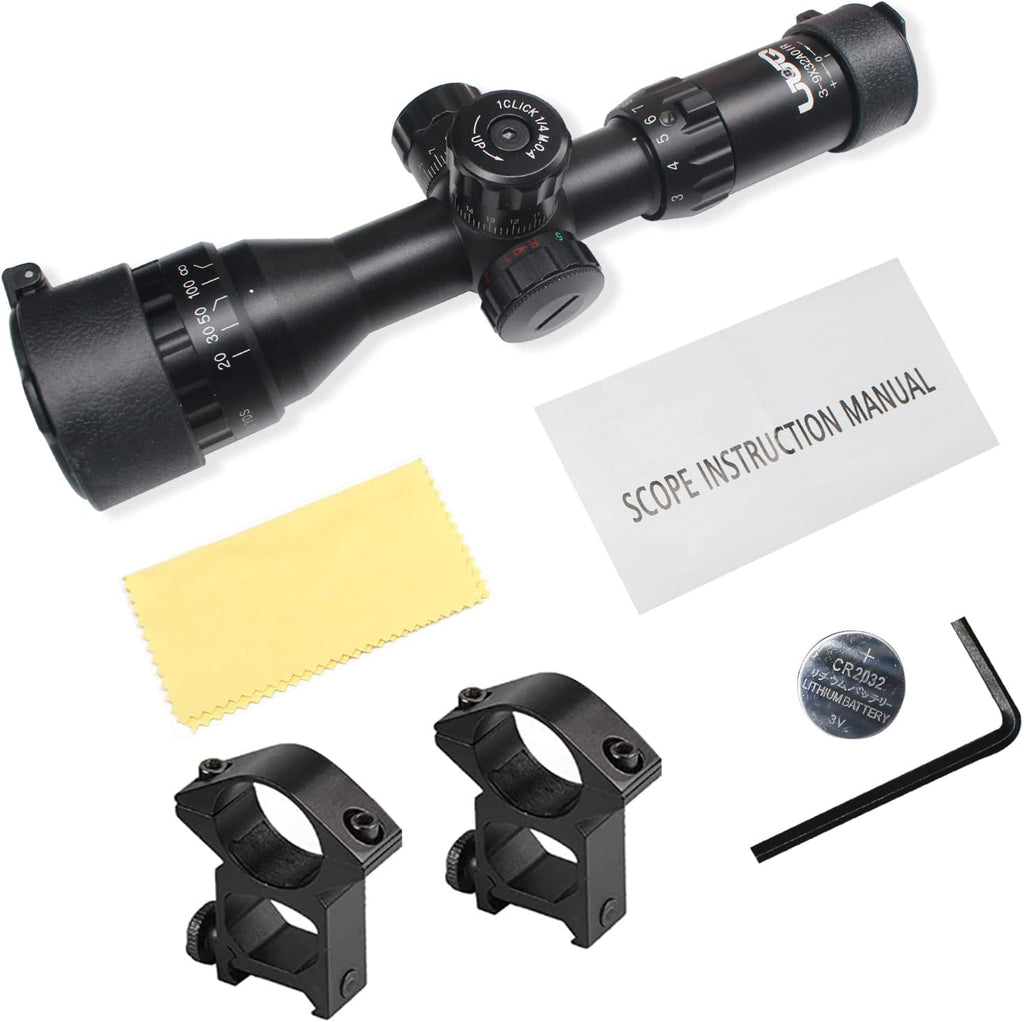 3-9x32 Tactical Rifle Scope with Mount Rings E53396