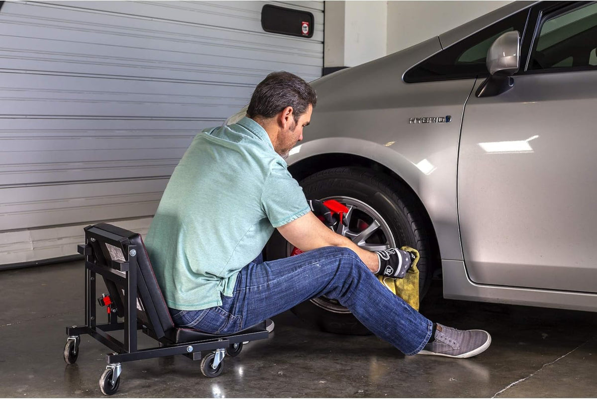 2-in-1 Rolling Creeper Seat with Thick Pad and 3-in. Casters J416