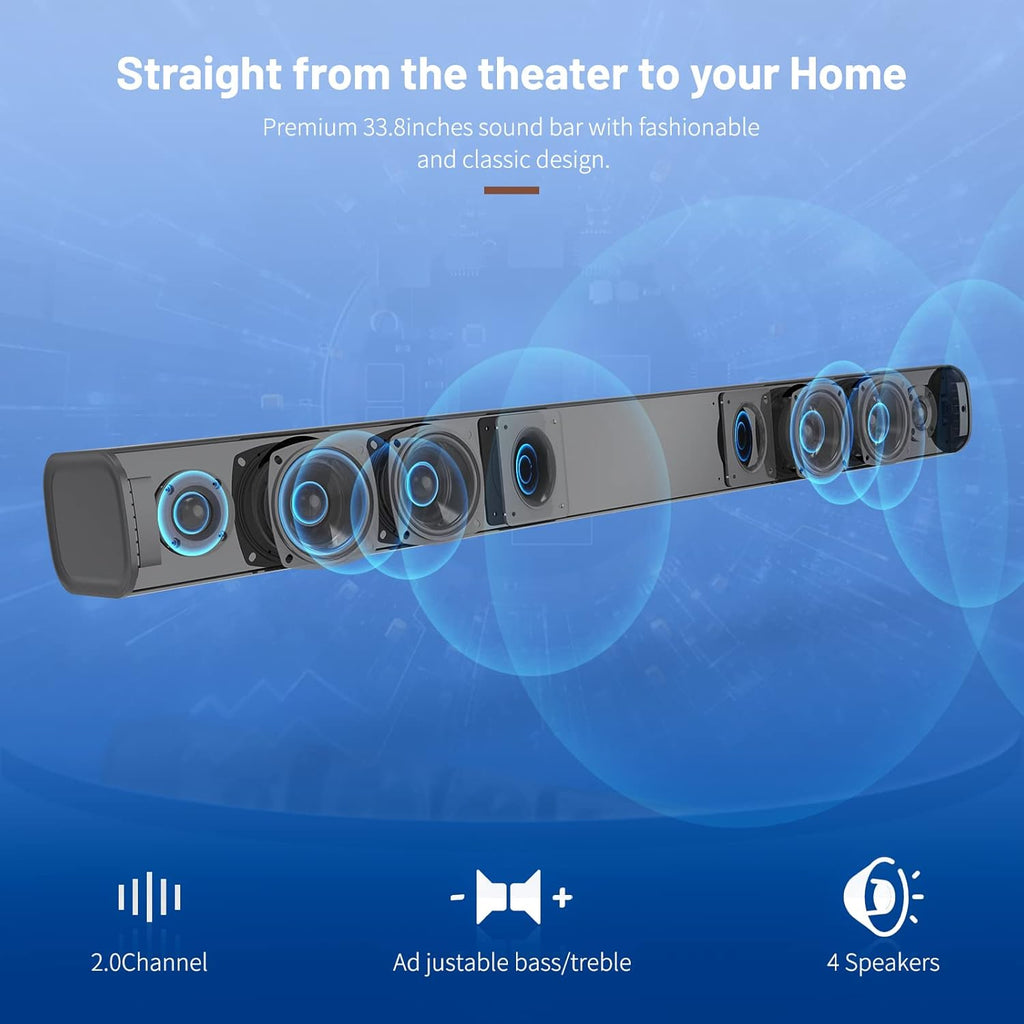 100W Wireless TV Sound Bar with HDMI-ARC C788066