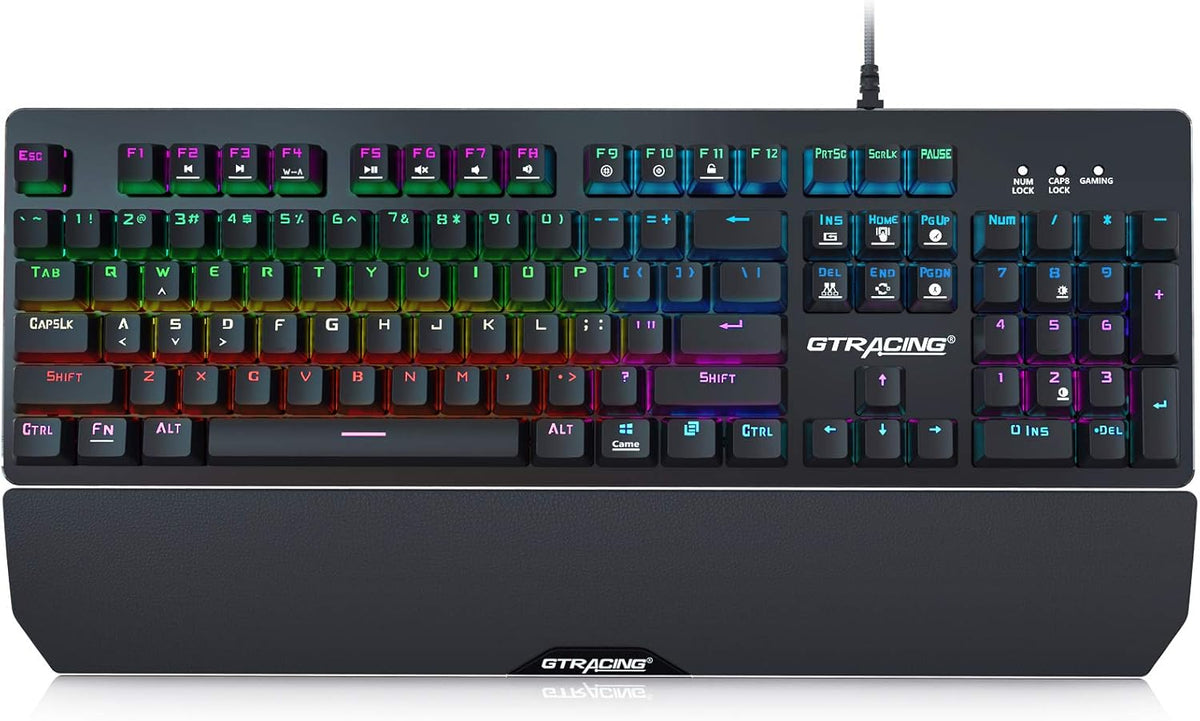 Mechanical Gaming Keyboard with Wrist Rest, RGB Lighting T71586