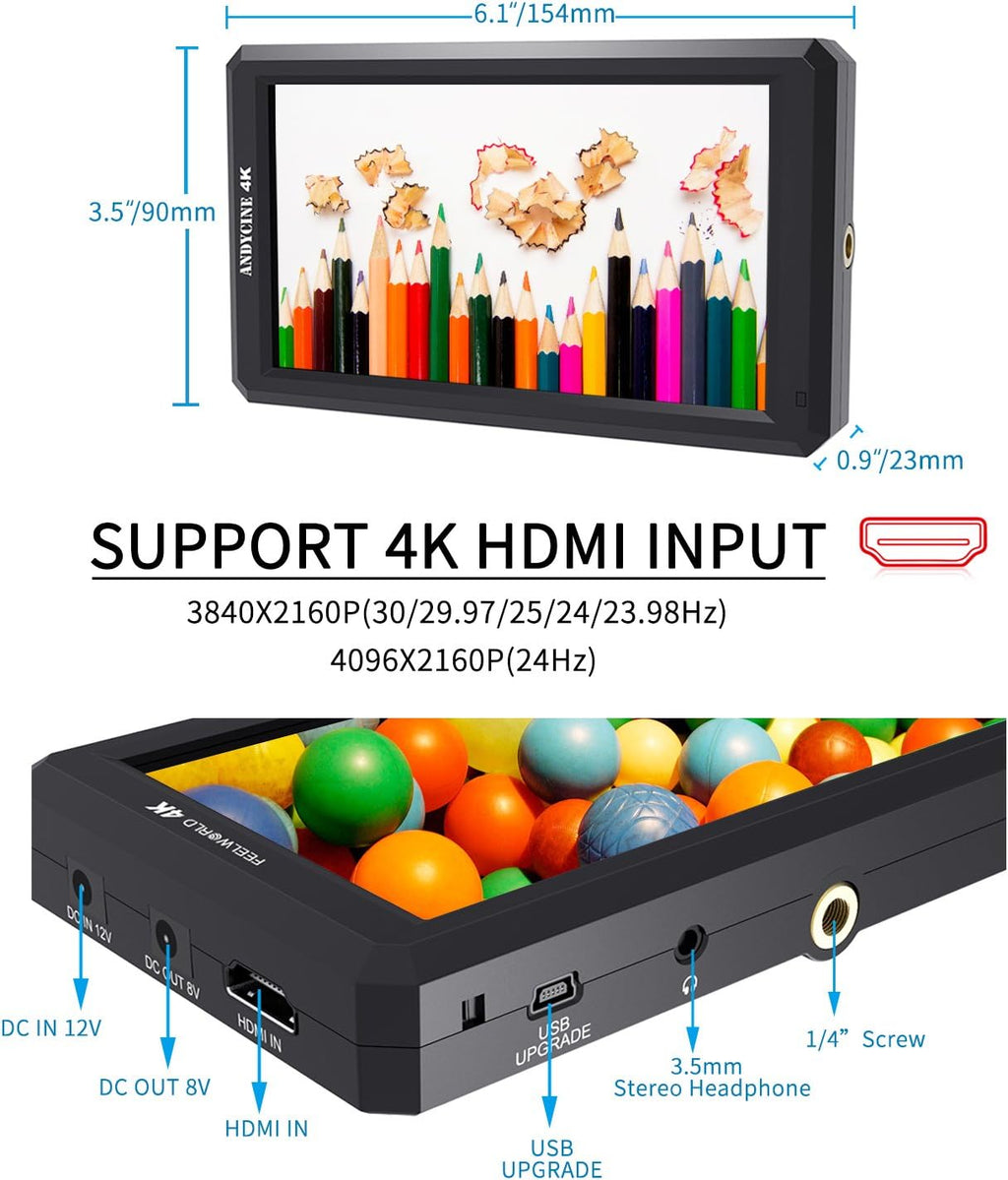5.7Inch FHD IPS On Camera 4K HDMI Monitor with Swivel Arm I404801