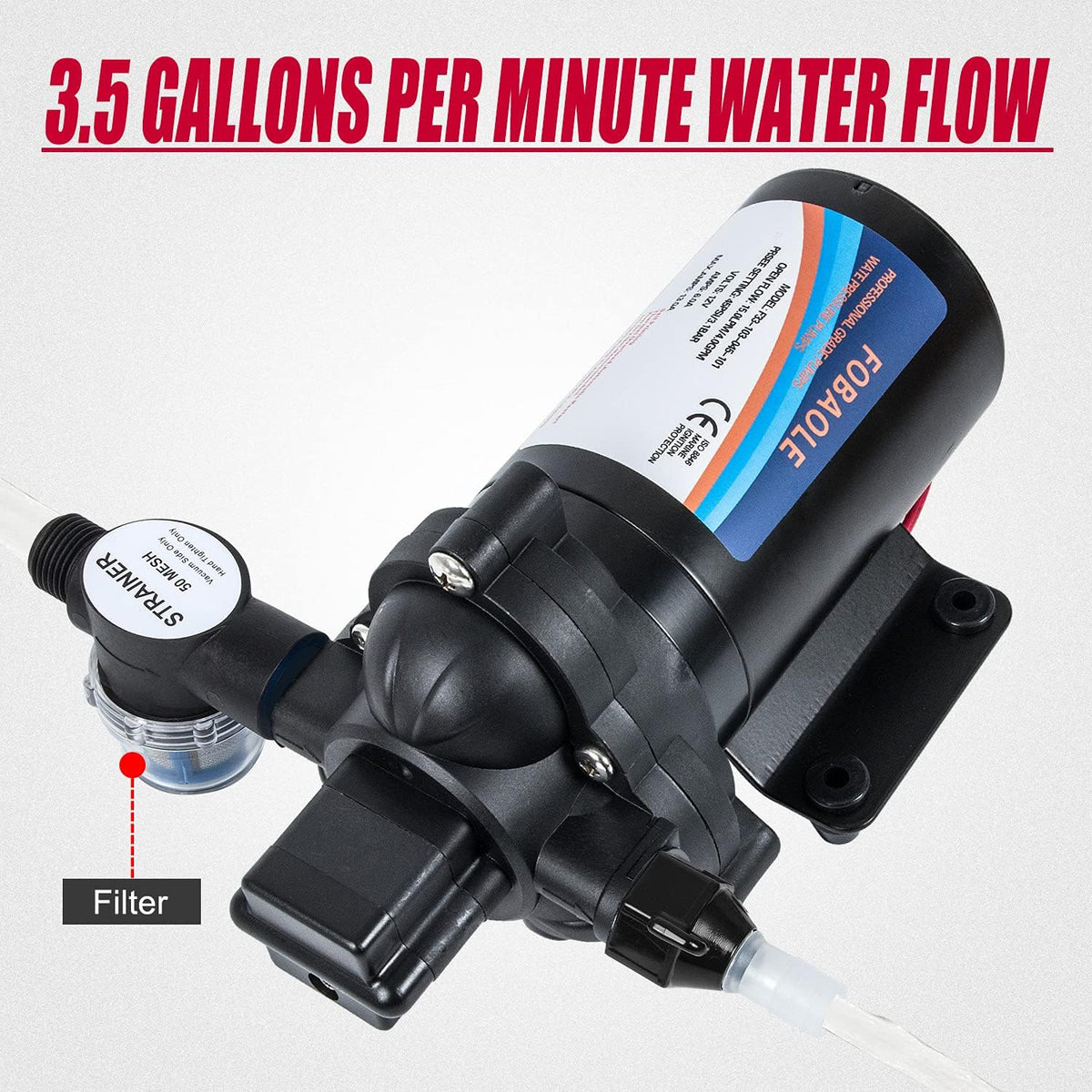12V Fresh Water Pump with Pressure Switch 3.5 GPM 45 Psi U83486