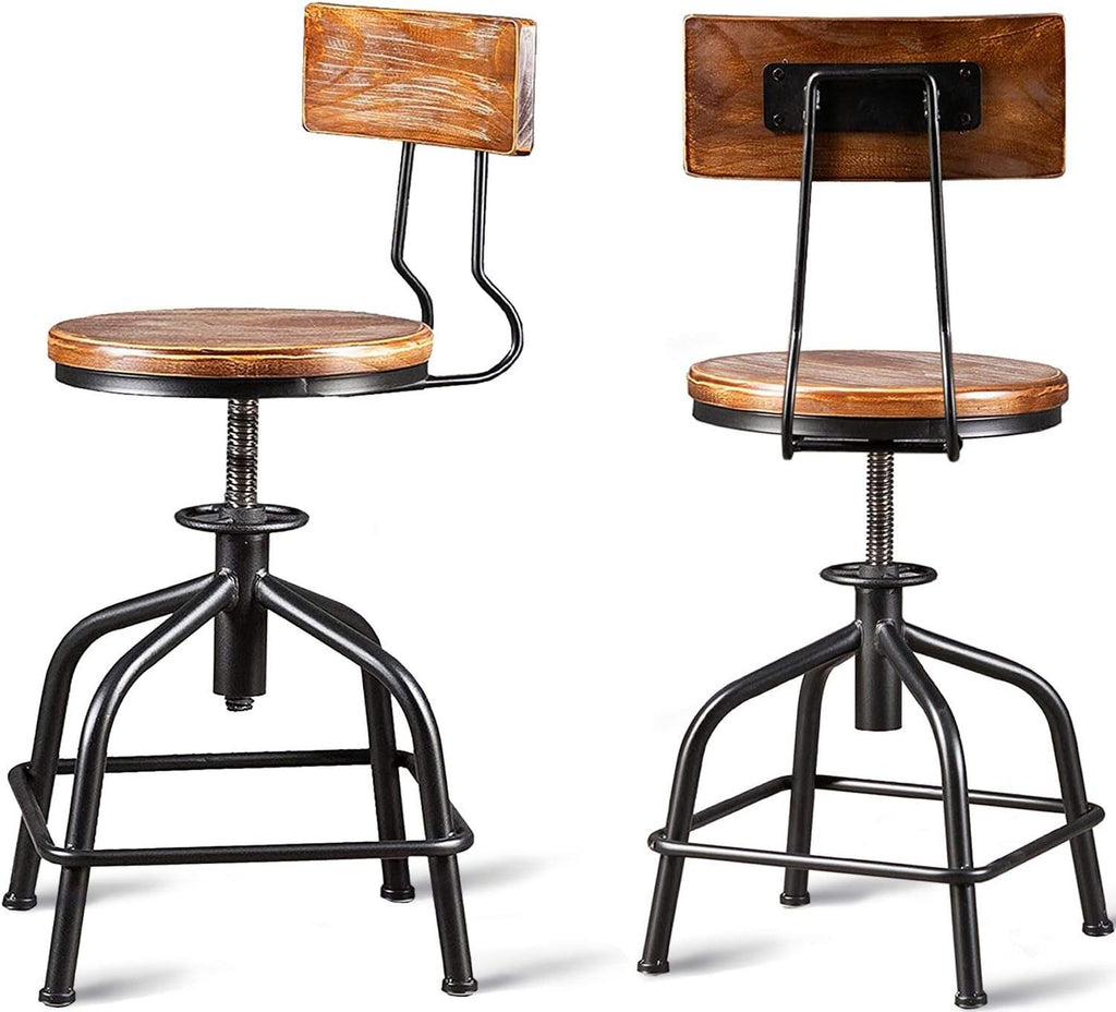 Black Metal Adjustable Swivel Bar Stool Set of 2 Y643225