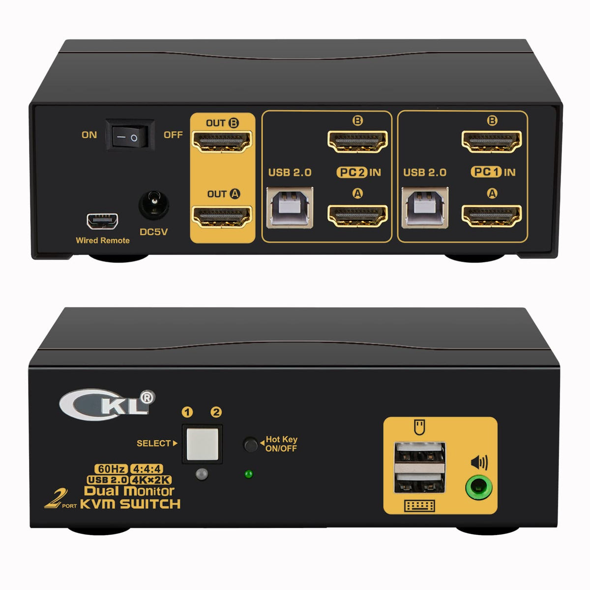 2 Port Dual Monitor HDMI 4K 60Hz KVM Switch with Cables X755093