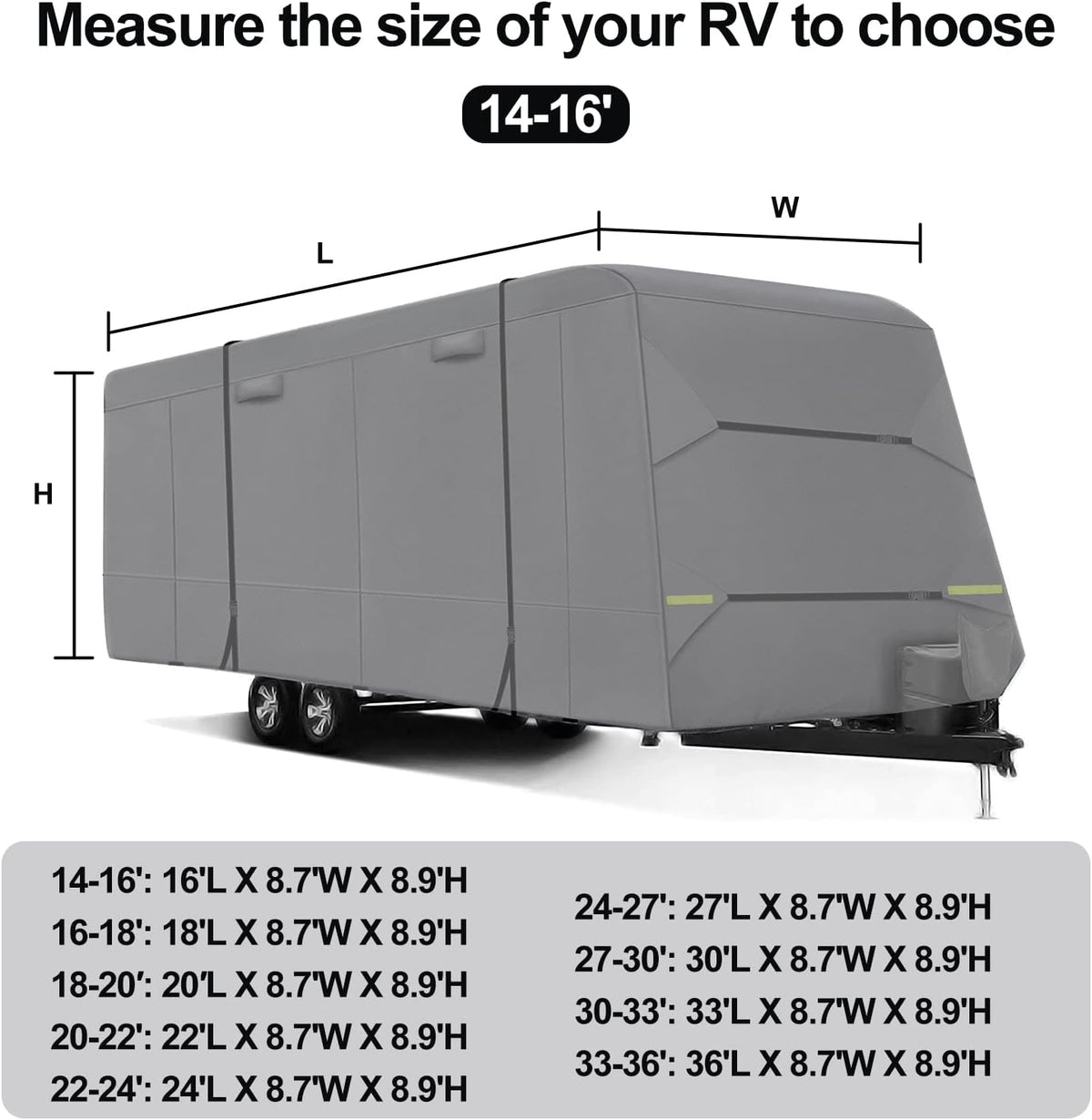 6 Layers 14'-16' Ripstop RV Cover Y4737