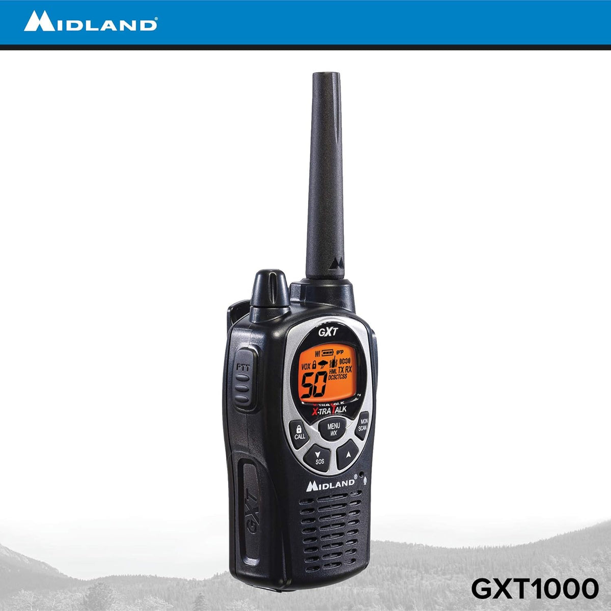 GMRS Two Way Radio with NOAA Weather Scan, 50 Channels, Black/Silver, 10 Radios L230