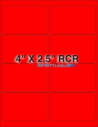 Fluorescent Red Paper Labels 200 Sheets V1246
