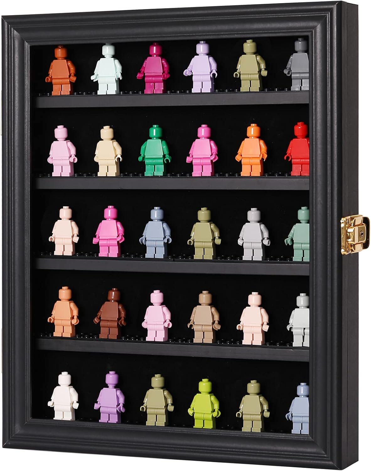 Black Wall Mount Display Case with UV Protected Lockable Removable Shelves Z702655