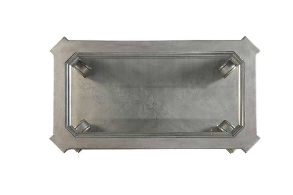 Antique Champagne Clear Glass Wood Coffee Table R878684